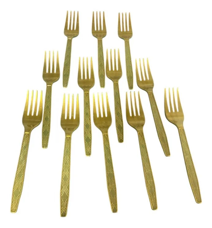 Tenedores Desechables Plástico Dorado Oscuro Pack 12