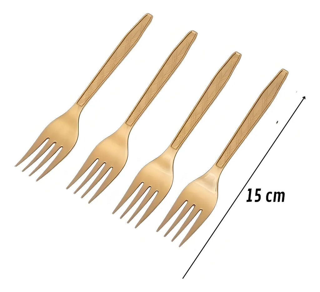 Tenedores Desechables Plástico Dorado Oscuro Pack 12