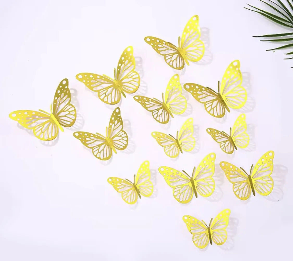 Mariposas Decorativas 3d Para Pared Globos Ramos O Torta X12