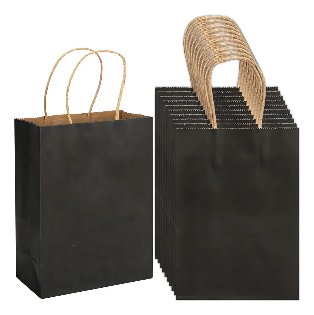 Pack 12 Bolsas Papel Kraft 21x15x8cm con Manija para Cumpleaños y Eventos