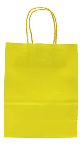 Pack 12 Bolsas Papel Kraft 21x15x8cm con Manija para Cumpleaños y Eventos