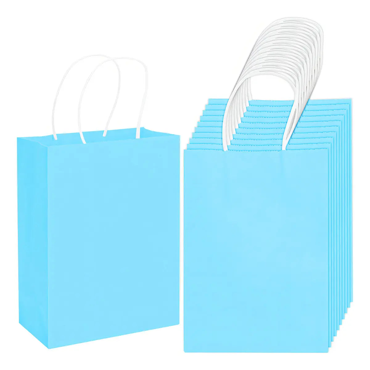 Pack 12 Bolsas Papel Kraft 21x15x8cm con Manija para Cumpleaños y Eventos