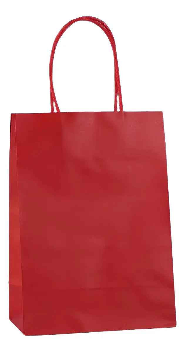 Pack 12 Bolsas Papel Kraft 21x15x8cm con Manija para Cumpleaños y Eventos