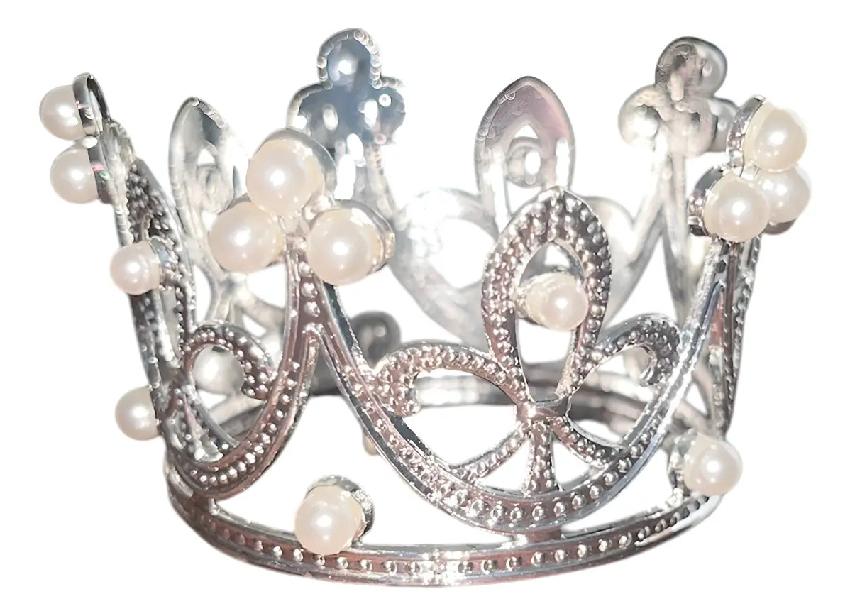 Corona Mini Metálica Con Perlas 6cm X 4cm
