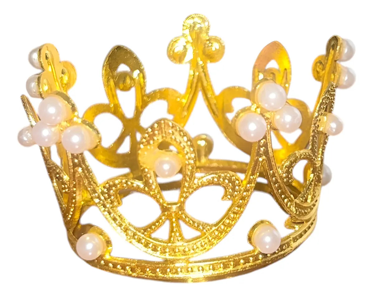 Corona Mini Metálica Con Perlas 6cm X 4cm