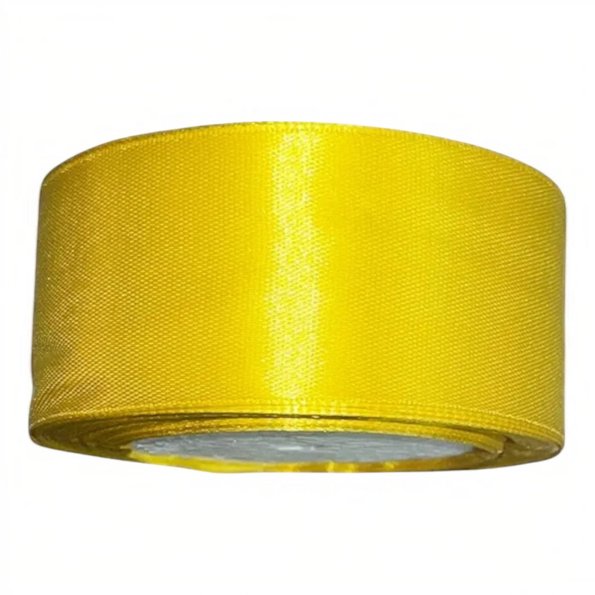 Rollo de cinta satín amarilla de 4cm de Importadora Acacia, ideal para manualidades, lazos y decoración de regalos.