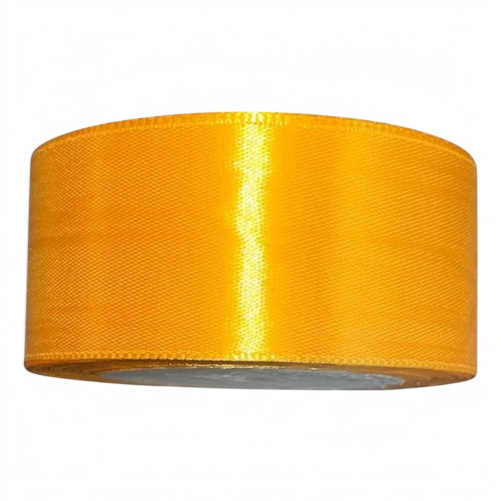 Rollo de cinta satín doble cara color amarillo brillante de 4cm de ancho de Importadora Acacia para manualidades