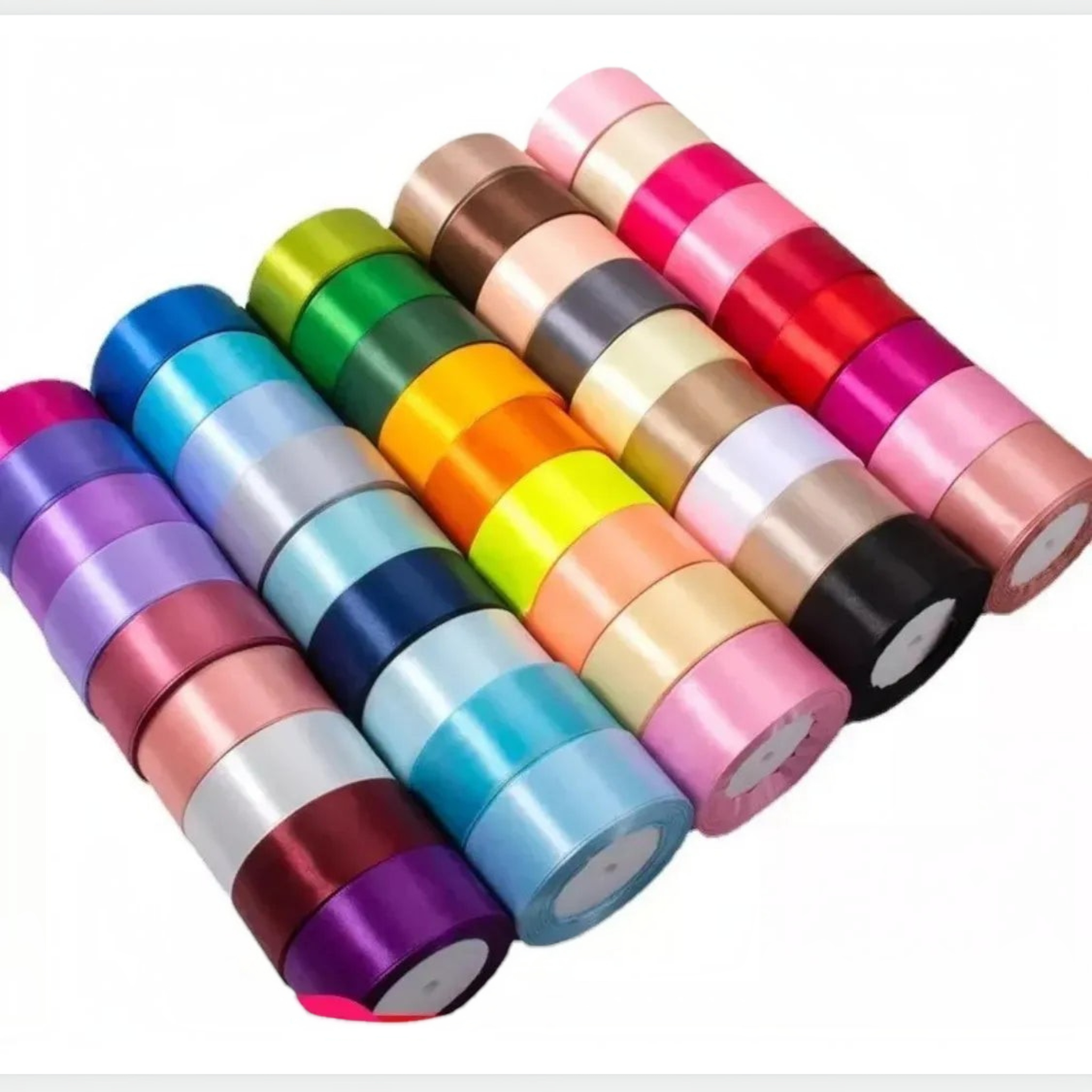 Set de cintas satín de doble cara Importadora Acacia en múltiples colores brillantes para manualidades y decoración