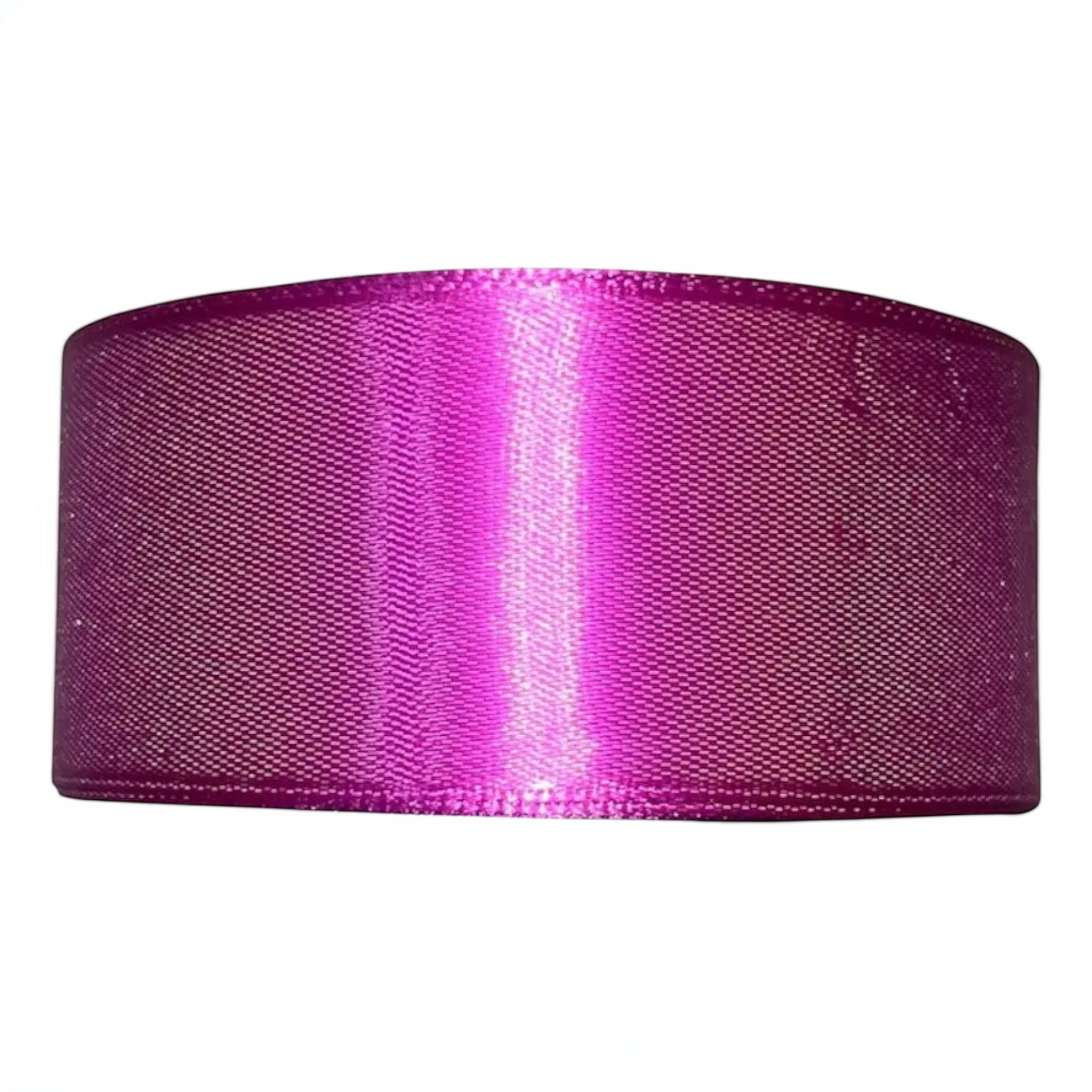 Cinta satín Importadora Acacia color fucsia brillante de 4 cm de ancho, ideal para manualidades y decoración.
