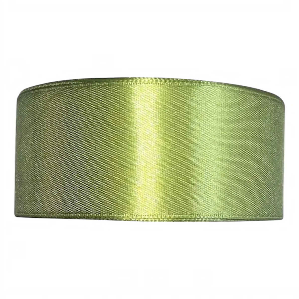 Cinta satín Importadora Acacia color verde brillante de 4 cm de ancho, ideal para manualidades y decoración elegante.