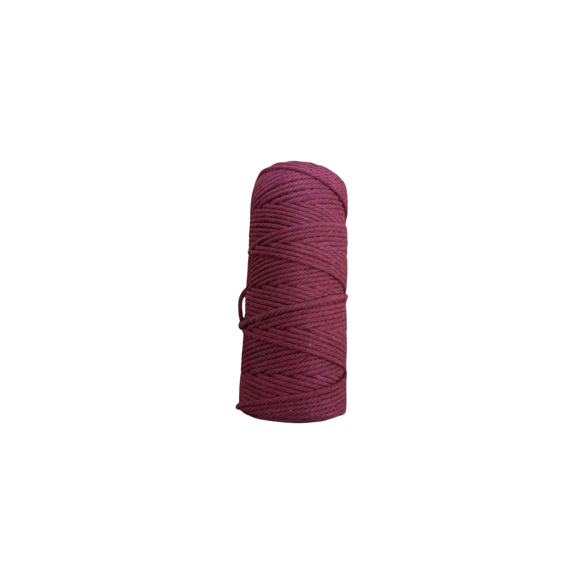 Rollo de cordón para macramé Importadora Acacia de 3 mm en color burdeos, fabricado en 100% algodón natural.