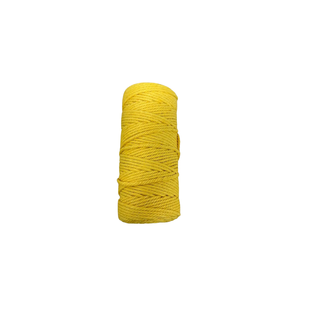 Rollo de cordón para macramé Importadora Acacia de 3 mm en color amarillo, fabricado en 100% algodón natural.