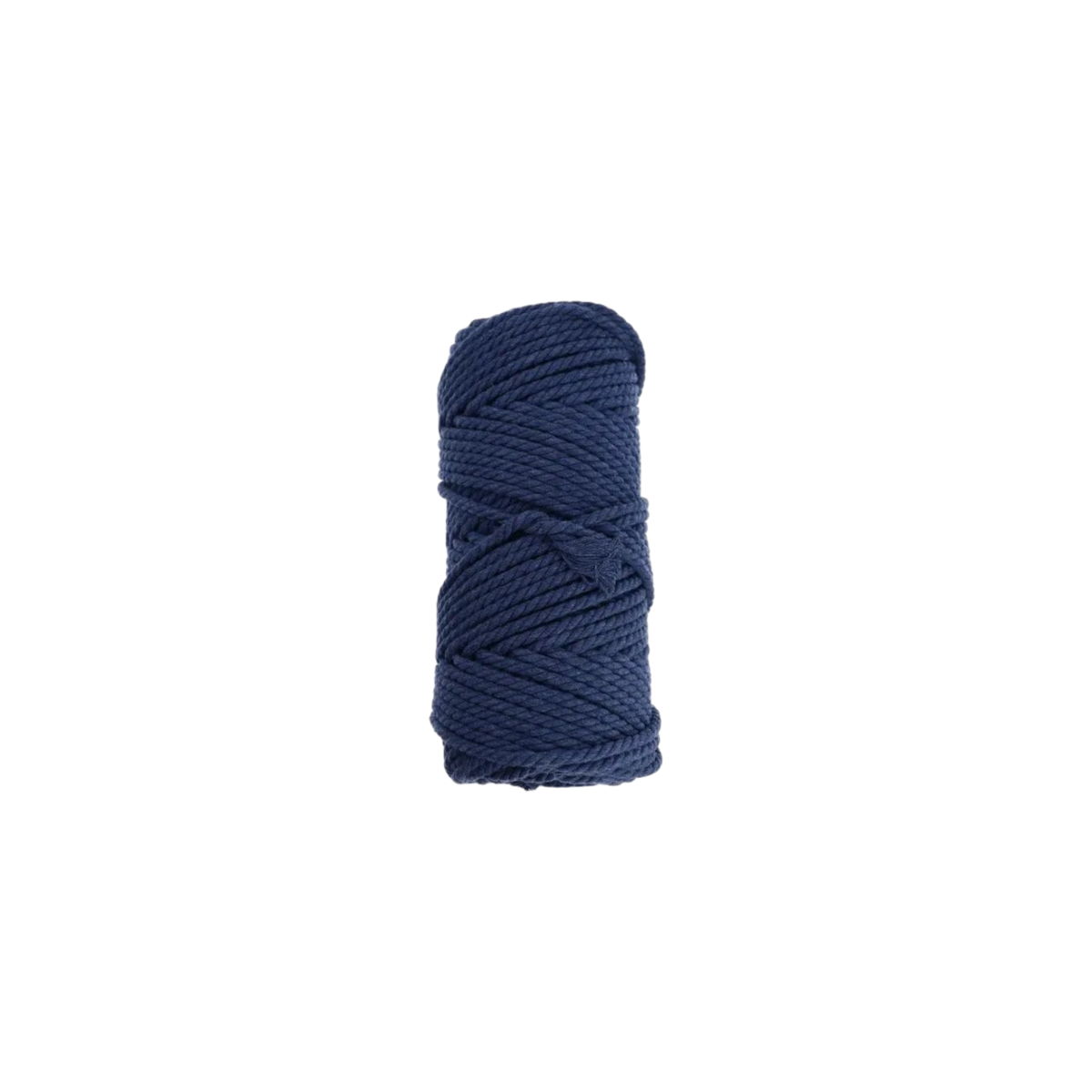 Rollo de cordón para macramé Importadora Acacia de 3 mm en color azul marino, fabricado en 100% algodón natural.