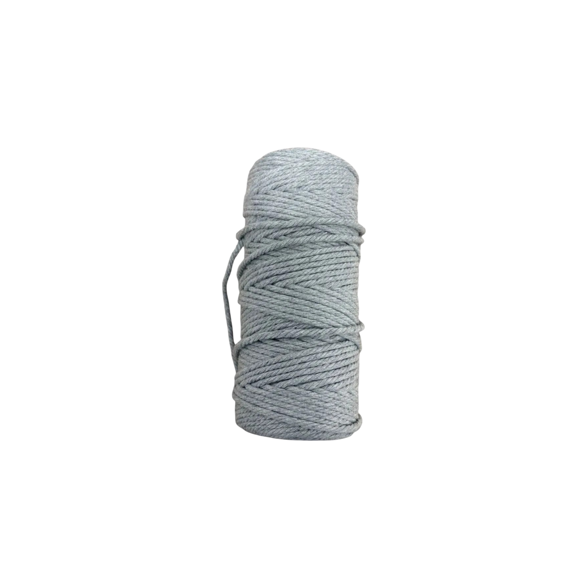 Rollo de cordón para macramé Importadora Acacia de 3 mm en color gris claro, fabricado en 100% algodón natural.