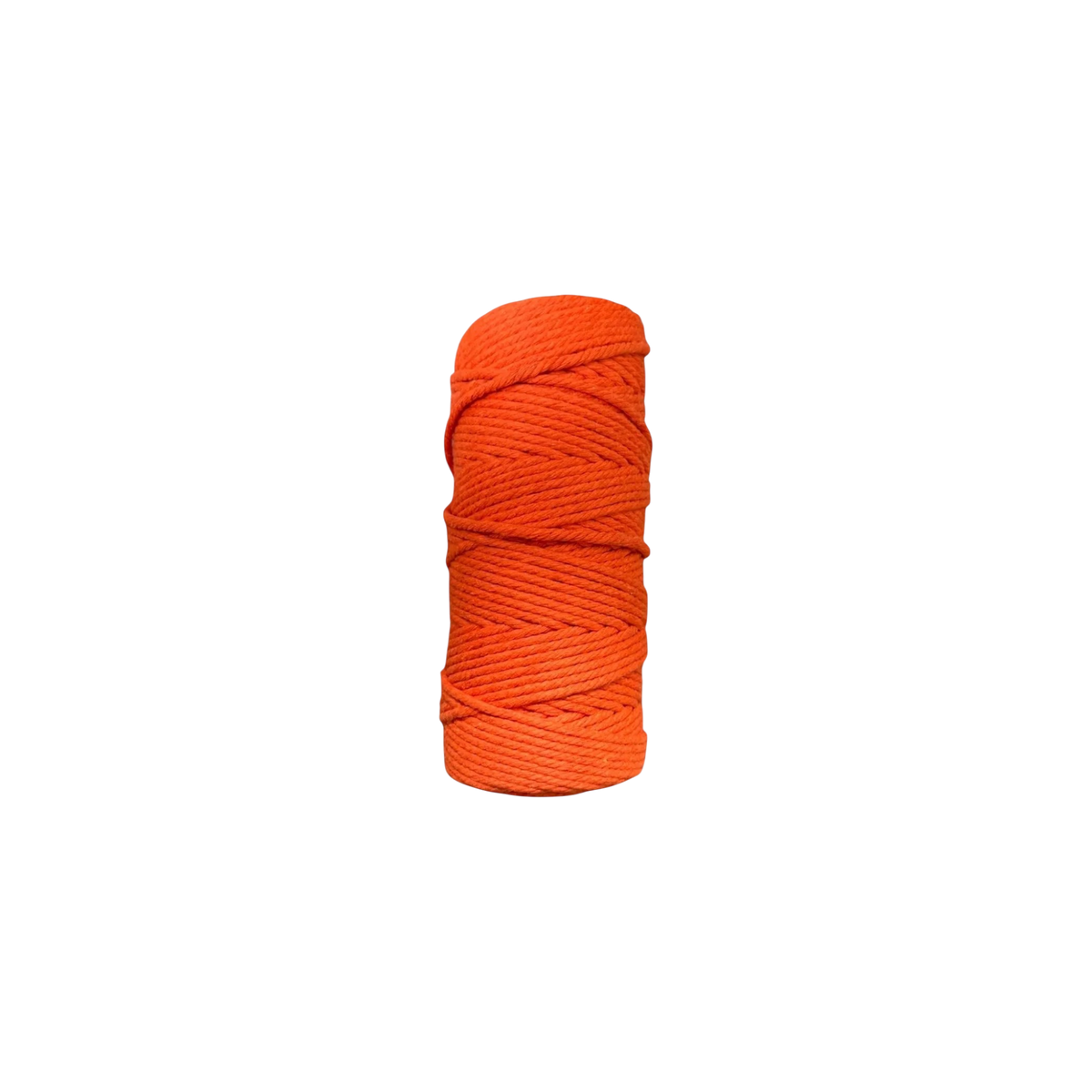 Rollo de cordón para macramé Importadora Acacia de 3 mm en color naranja vibrante, hecho de 100% algodón natural.