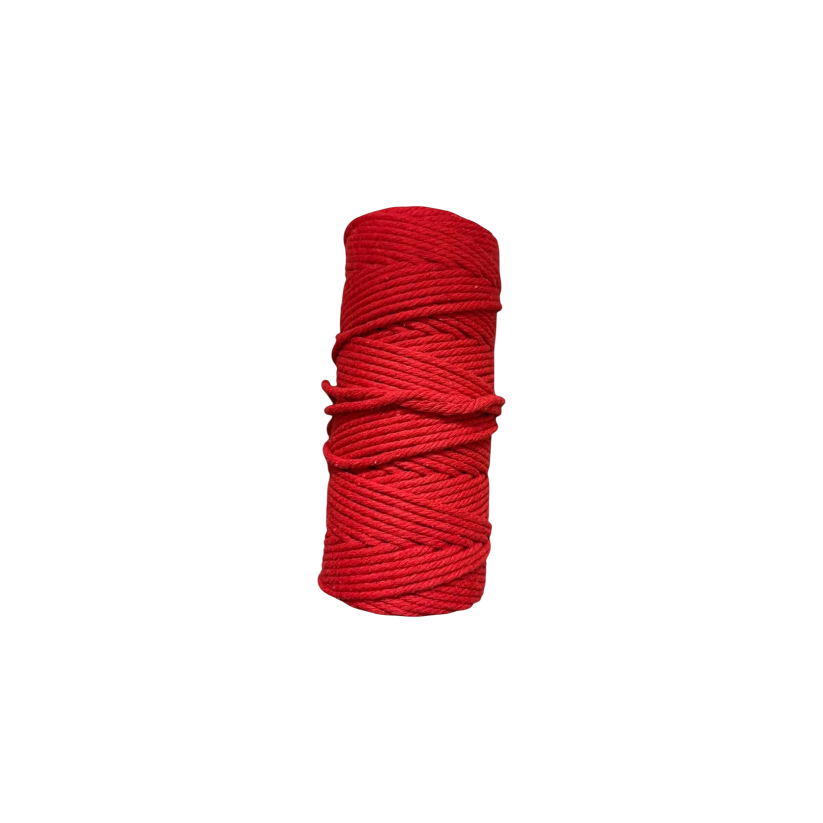 Rollo de cordón para macramé Importadora Acacia de 3 mm en color rojo, fabricado en 100% algodón natural.
