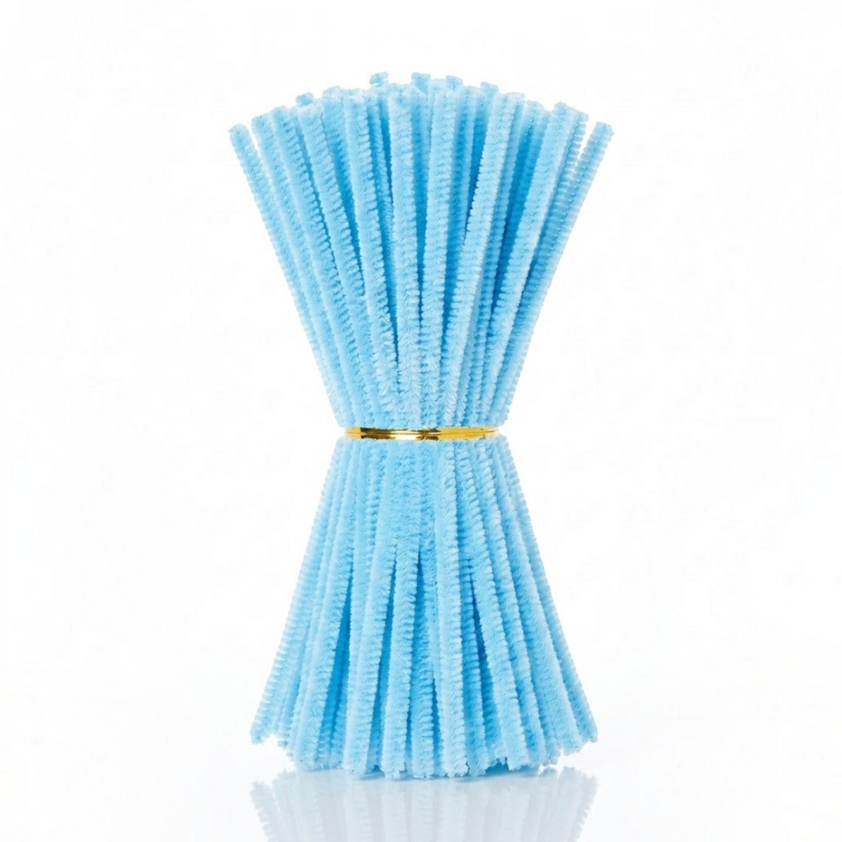 Set de 100 limpiapipas Importadora Acacia de color azul claro, flexibles y suaves para manualidades creativas.