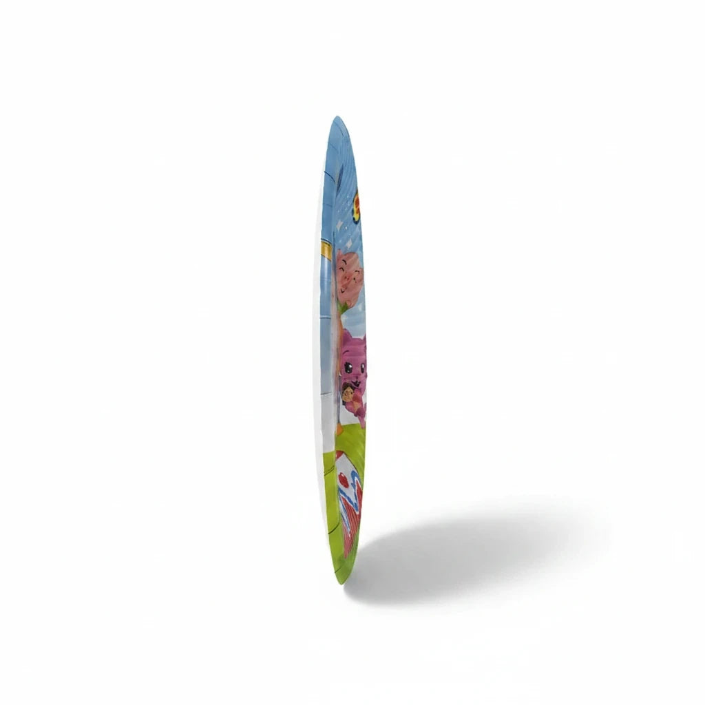 Importadora Acacia disposable paper plate for kids birthday party featuring colorful Payaso Plim Plim character design
